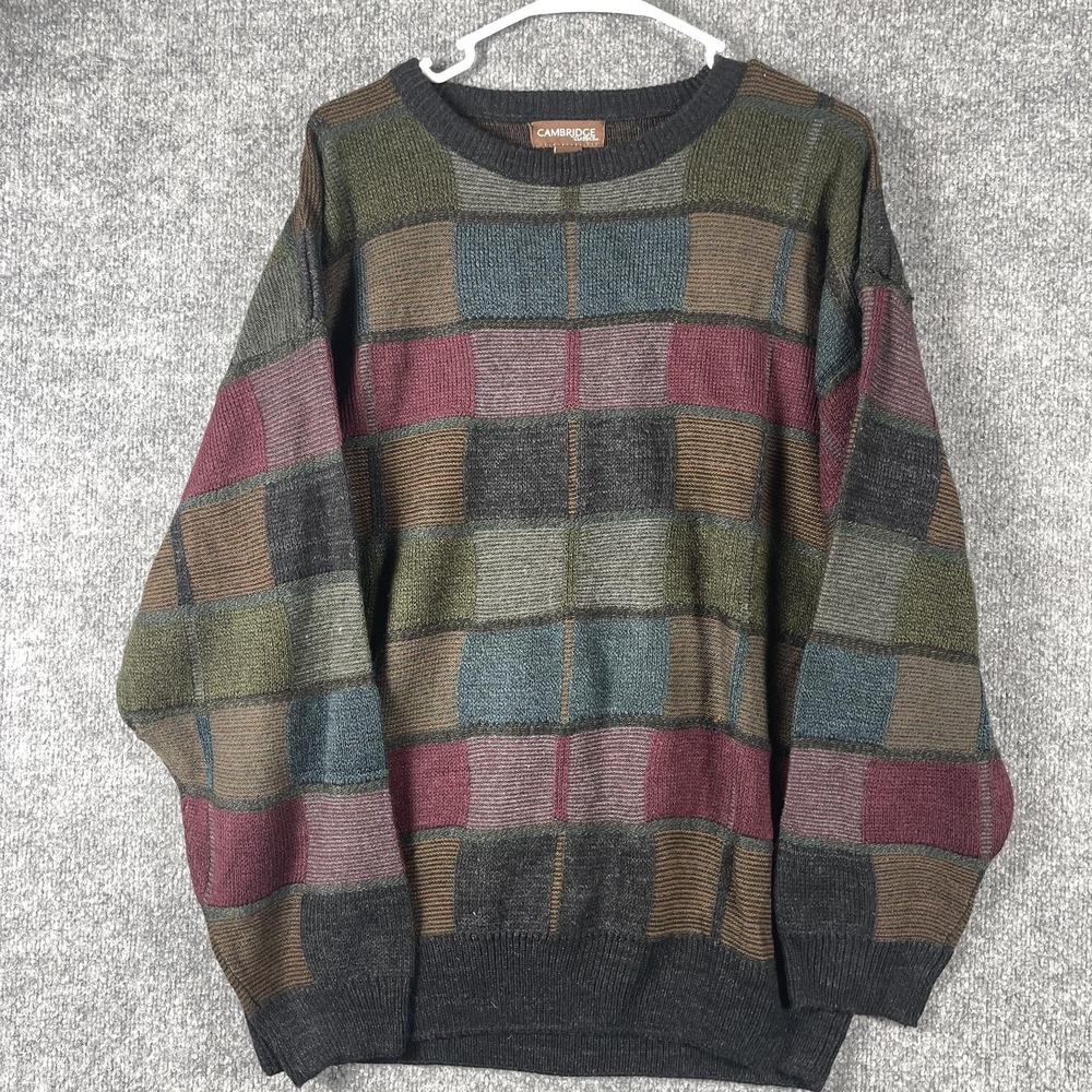 Cambridge Classics Sweater Mens XL Multicolor Geometric Crewneck Abstract Retro